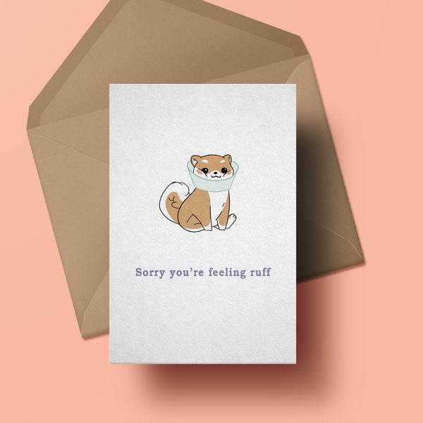 Shiba Inu Get Well Soon Card/ Dog Card / Puppy Card / Shiba Inu / Puppy / Puppy Greeting Card / Shiba Inu Greeting Card / A6