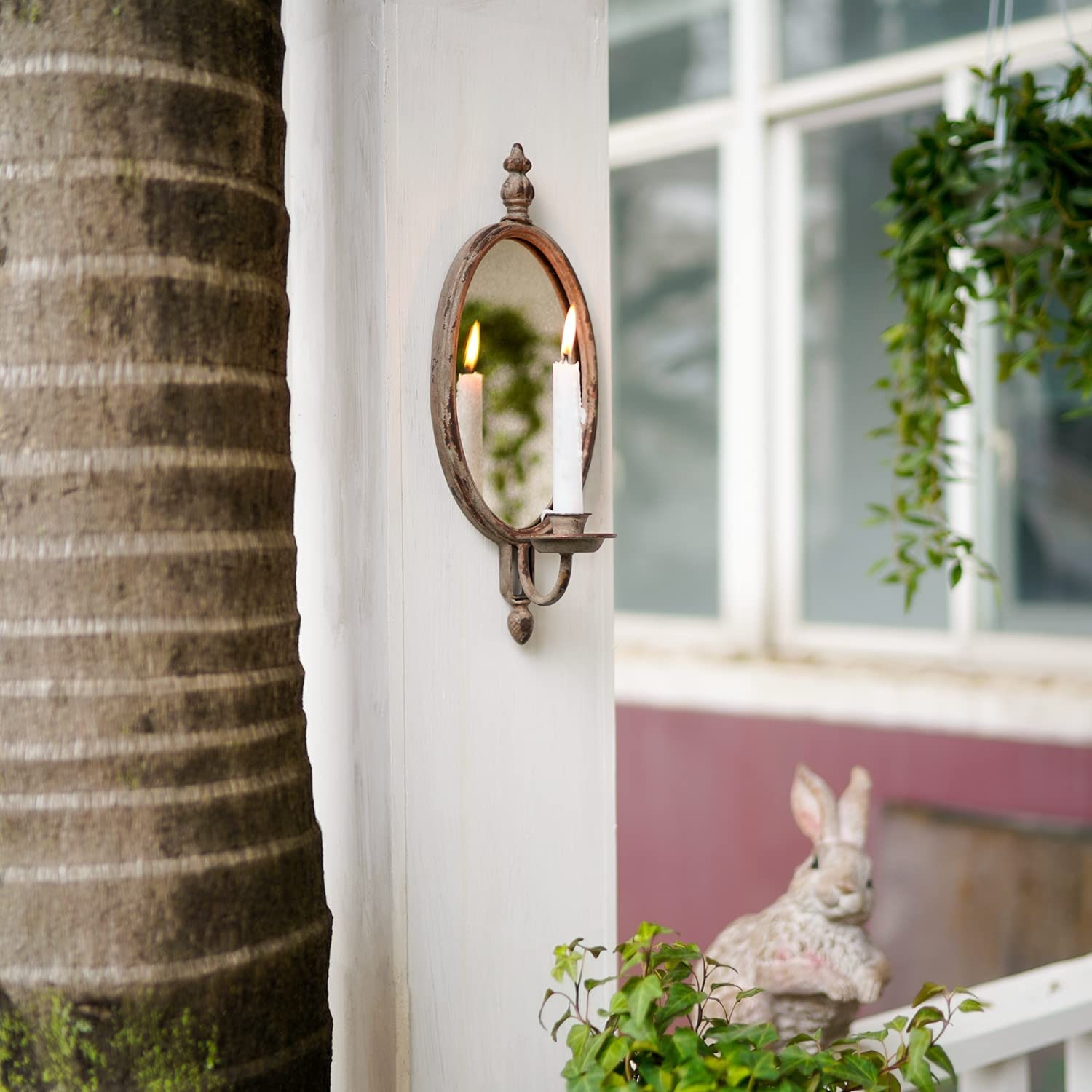 Antique Metal Candle Holder Wall Mounted With Oval Etsy