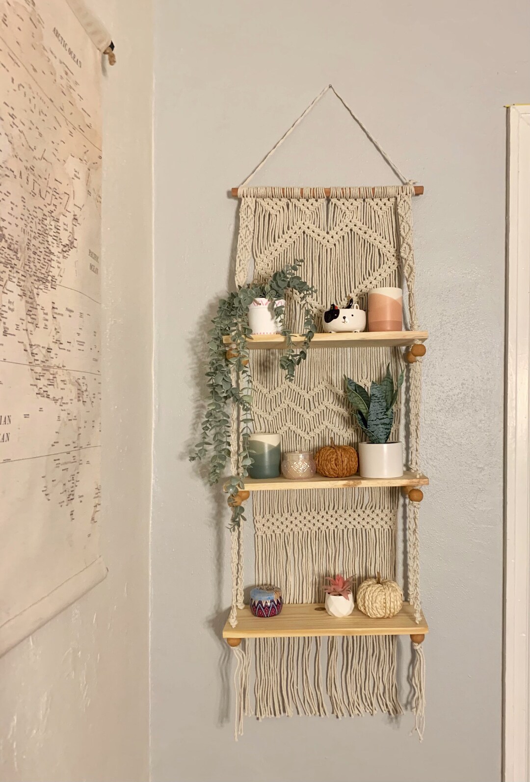 3 Tier Macrame Wall Hanging Shelf