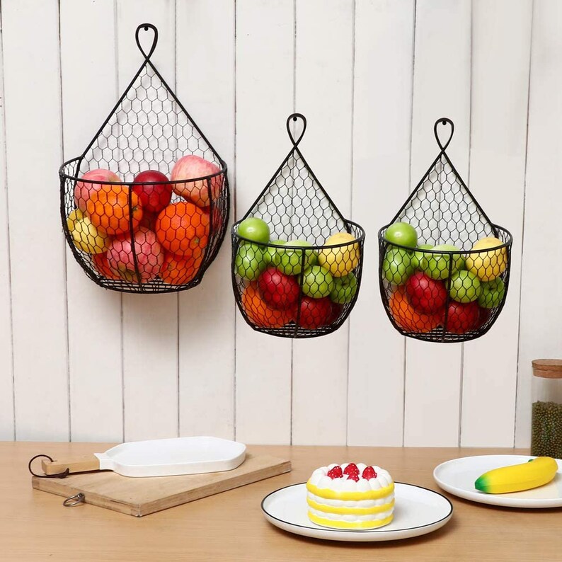 Metal Fruit and Vegetable Storage Wall Mounted Hanging Fruit Etsy