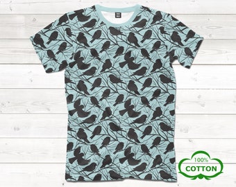 Bird T Shirt Men\u2019sUnisex Men\u2019s Urban Shirt Graphic Tee Pop Art TShirt Broken Light and Birds Silver Screen Print T Shirt