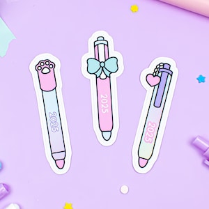 Stylo surligneur 2025 découpés, vinyle, autocollants haut de gamme ou papier cartonné, décoration d'agenda, joli lot d'autocollants pour papeterie