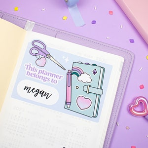 Custom Planner Label This Planner Belongs To, Full Page Sticker Planner Decoration, Cute Stationery Sticker, Personalize Name or Keep Blank