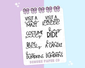 Halloween and Fall Bucket List Planner Script Stickers