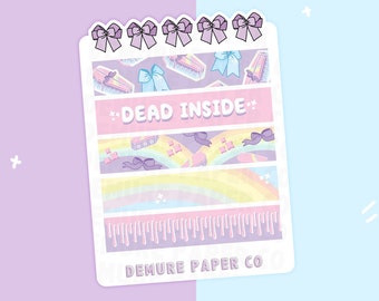 Washi Strip Planner Sticker Sheet / Pastel Goth Coffin Rainbow