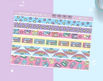 Washi Tape Sticker Sheet A La Carte Planner Sticker Kit Rainbow Video Games