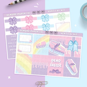 Pastel Goth Coffin Weekly Planner Sticker Kit For Vertical Planners / Happy Planner, Erin Condren, A5 Rings, Print Pression