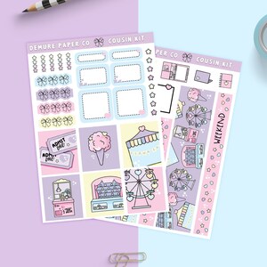Kit d'autocollants hebdomadaires Carnival State Fair pour cousin Hobonichi, jolie feuille d'autocollants pour agenda pastel