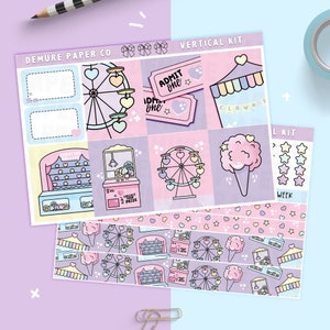 Carnival Weekly Planner Sticker Kit For Vertical Planners 1.5IN Width Columns / State Fair, County Fair, Arcade, Ferris Wheel
