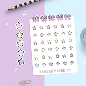Autocollants pastel Rainbow Gradient Single Stars Planner, boîtes de liste de contrôle d’étoile fonctionnelles