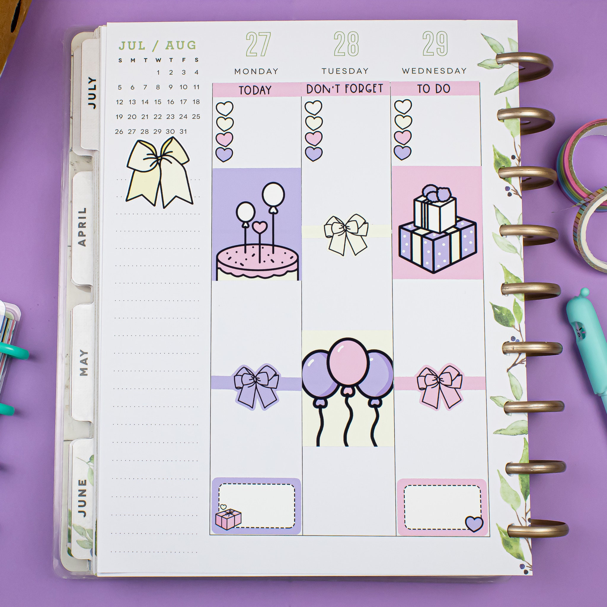 Celebration Weekly Planner Sticker Kit for Vertical Planners / Birthday ...