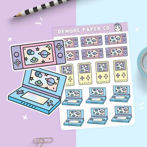 Feuille d'autocollants Space Gamer Planner / Bullet Journals, Hobonichi Cousin, Hobonichi Weeks, Erin Condren, Happy Planner, Scrapbooking