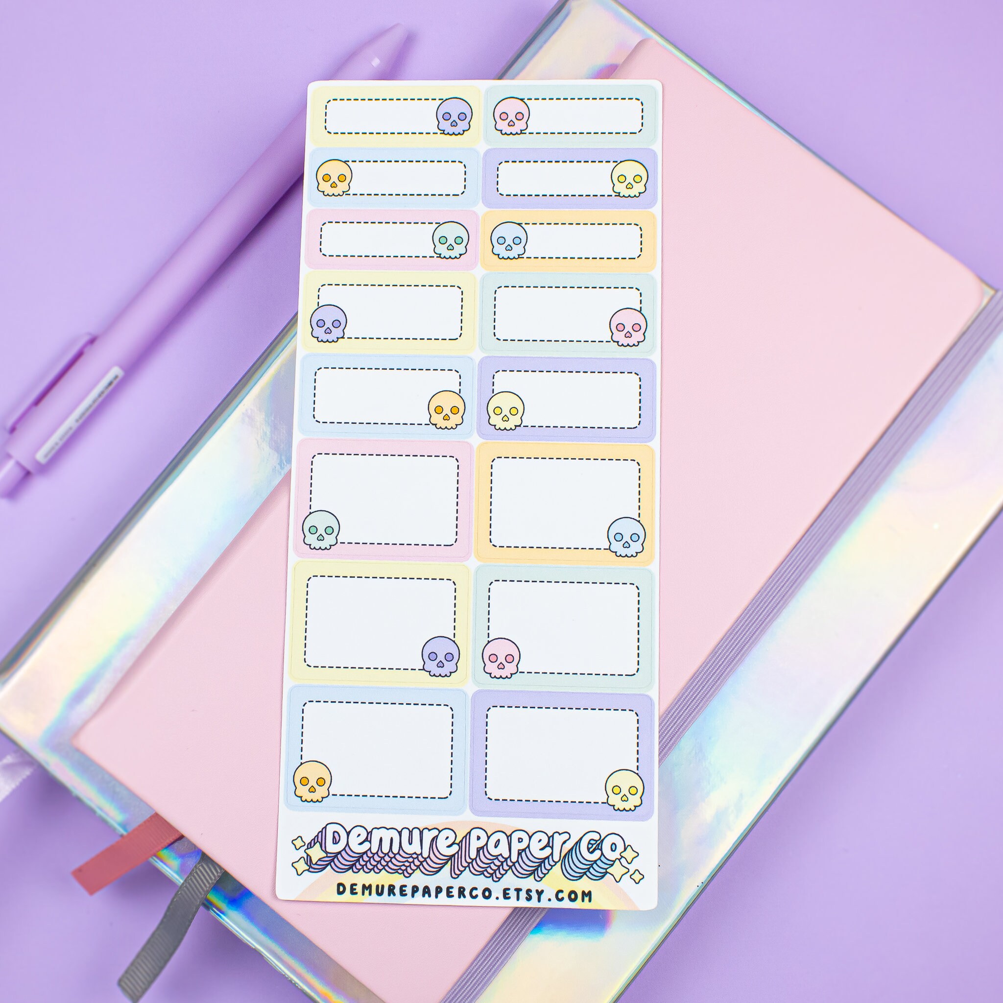 Rainbow Skull Half and Quarter Boxes Planner Stickers - Etsy