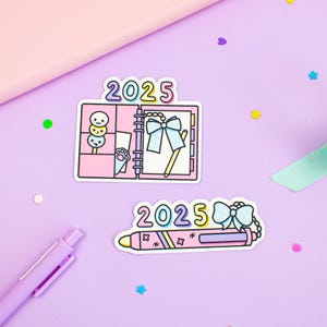 Agenda 2025 et surligneurs en vinyle, autocollants haut de gamme ou papier cartonné découpé, décoration d'agenda, joli lot d'autocollants de papeterie
