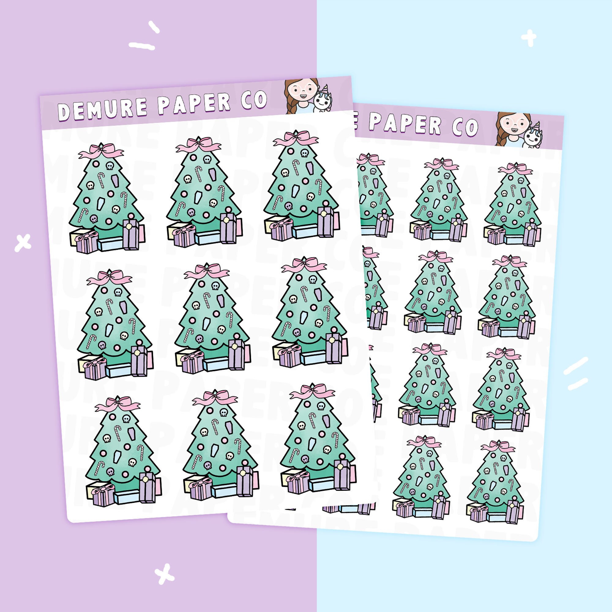 Pastel Goth Christmas Tree Planner Sticker Sheet - Etsy