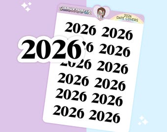 2026 Script Planner Stickers, Functional Text Yearly Monthly Scripts