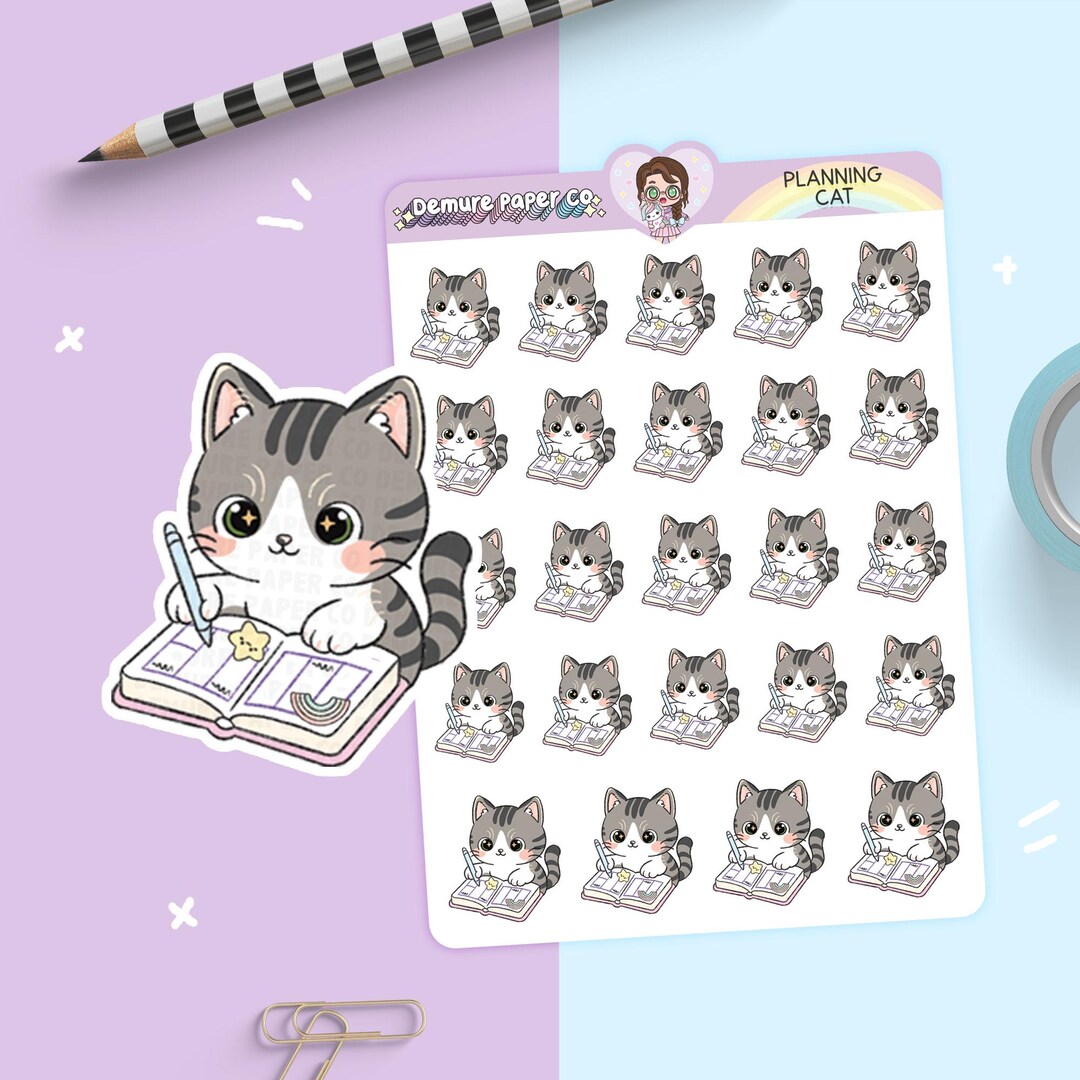 Planning Kawaii Cat Planner Sticker Sheet - Etsy