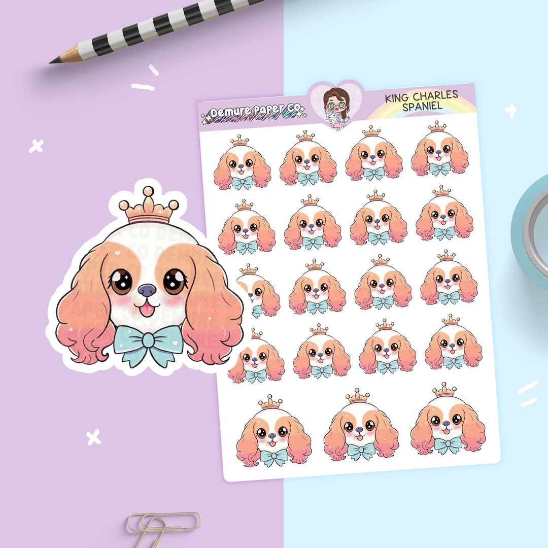 Cavalier King Charles Spaniel Planner Sticker Sheet, Cute Dog Hand ...