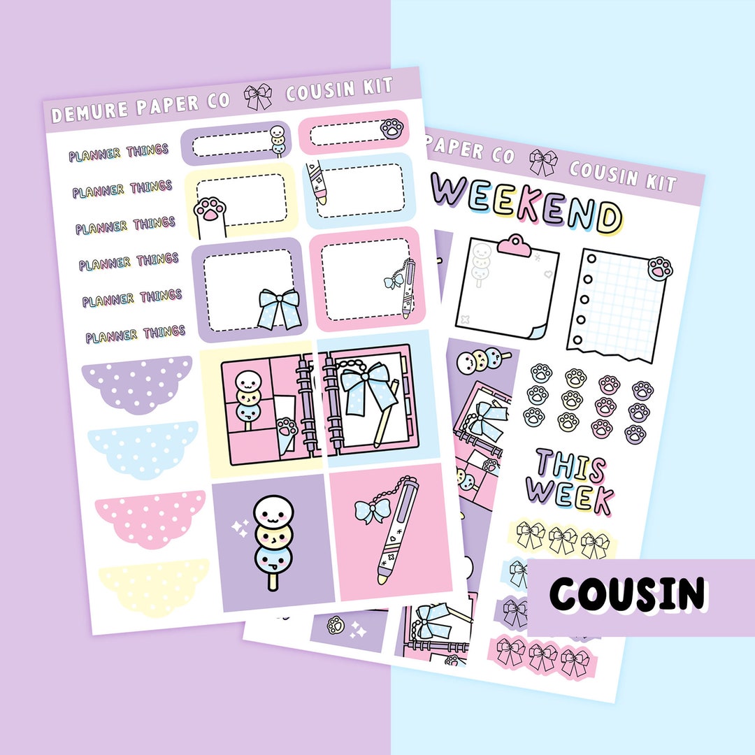 Cute Planner Weekly Sticker Kit for Hobonichi Cousin, Pink Planner ...