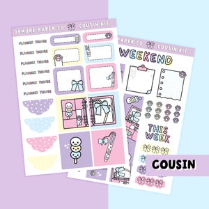 Kit d’autocollants hebdomadaires de planificateur mignon pour le cousin Hobonichi, surligneurs roses d’amant de planificateur, feuille d’autocollants d’impression de Dango et de patte