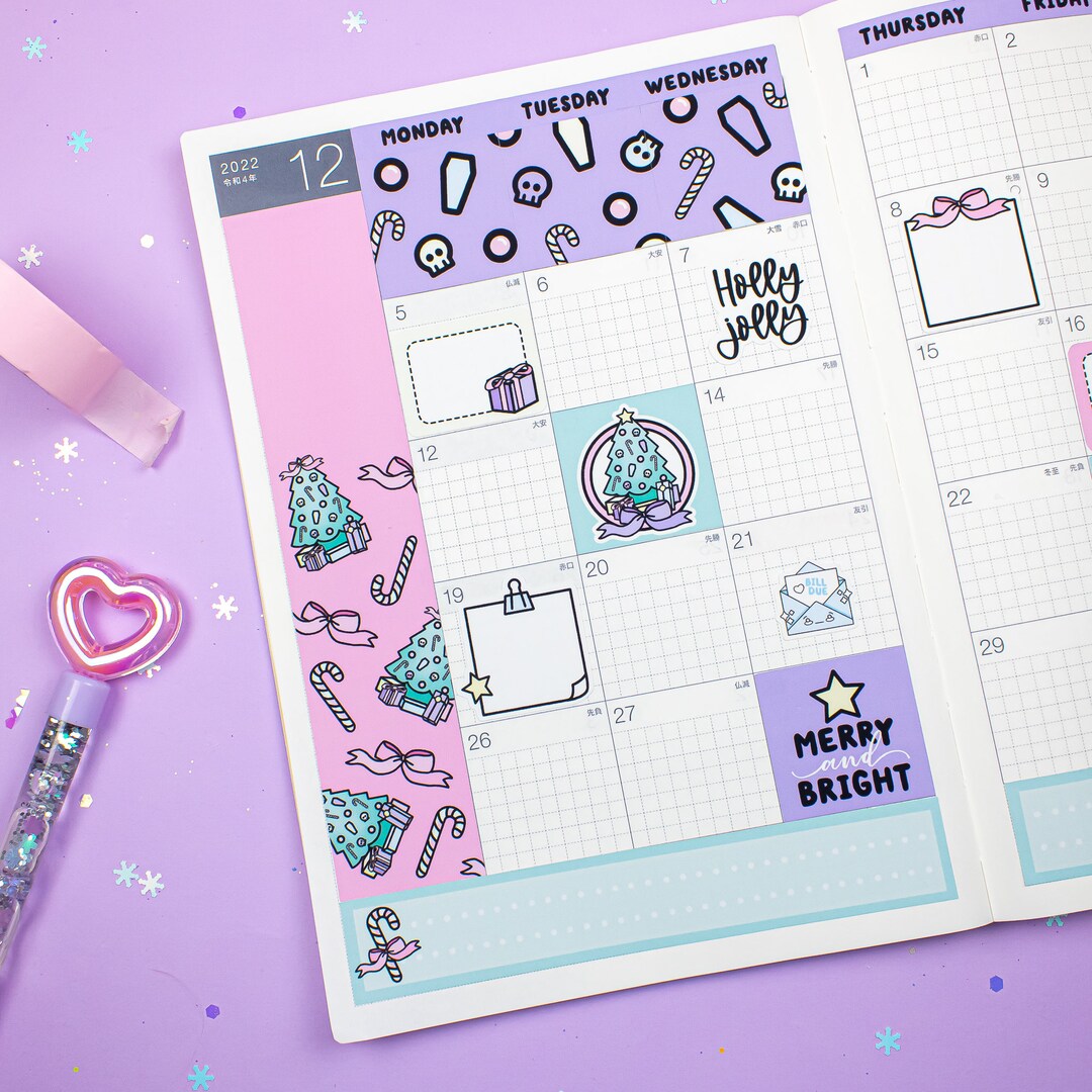 Hobonichi COUSIN Monthly Kit Pastel Goth Christmas Planner Stickers ...