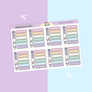 Feuille d'autocollants pour agenda, liste de contrôle complète du surligneur arc-en-ciel, cousin Hobonichi ou colonnes de 1,5 po. de largeur pour agendas verticaux