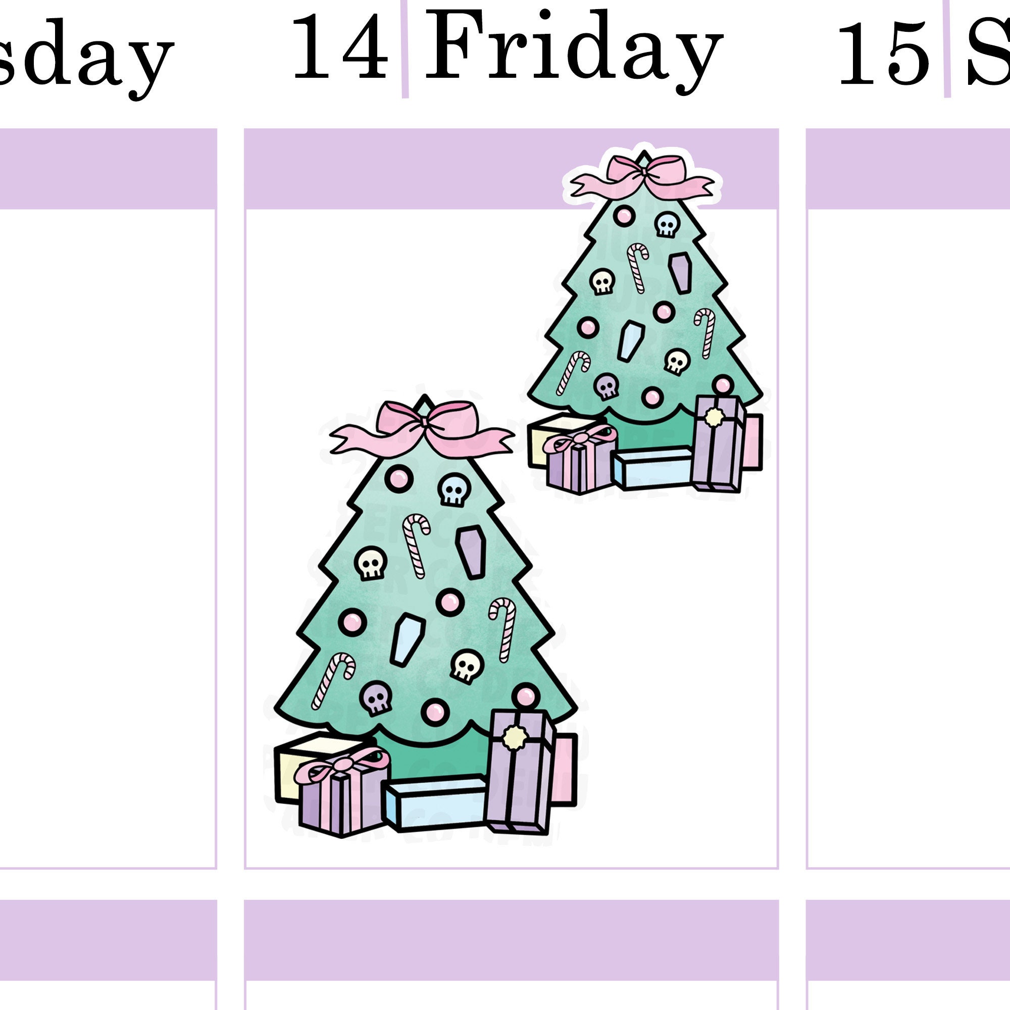 Pastel Goth Christmas Tree Planner Sticker Sheet - Etsy