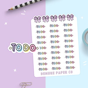 To Do Mini Script Stickers, Pastel Bubble Letter Planner Sticker Sheet, Colorful Functional Daily Stickers