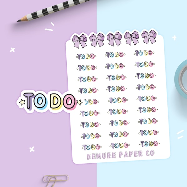 To Do Mini Script Stickers, Pastel Bubble Letter Planner Sticker Sheet, Colorful Functional Daily Stickers