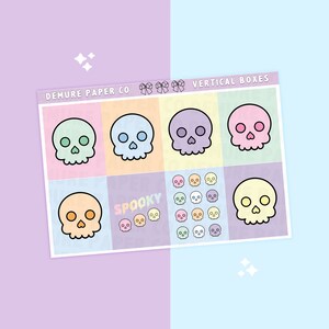 Rainbow Skulls Full Box Pictures Planner Stickers Sheet for Vertical Planners 1.5 inch Width Columns