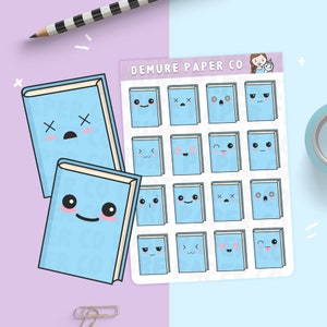 Mood Tracker Planner Stickers Kawaii Book, Library Reminder Sticker Sheet For Hobonichi, Erin Condren, Happy Planner