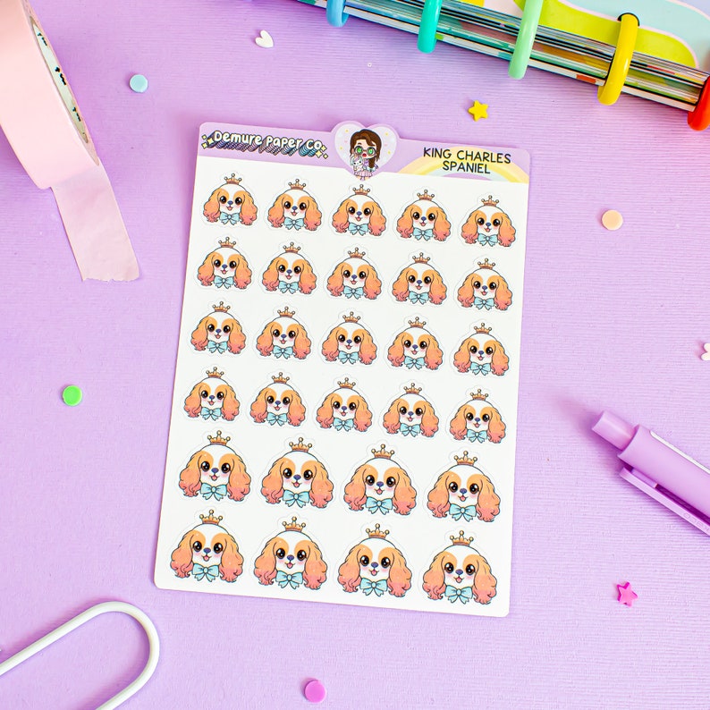 Cavalier King Charles Spaniel Planner Sticker Sheet, Cute Dog Hand ...