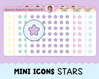 Stars Mini Deco Planner Icon Sticker Sheets, Functional Decorative Planning Stickers