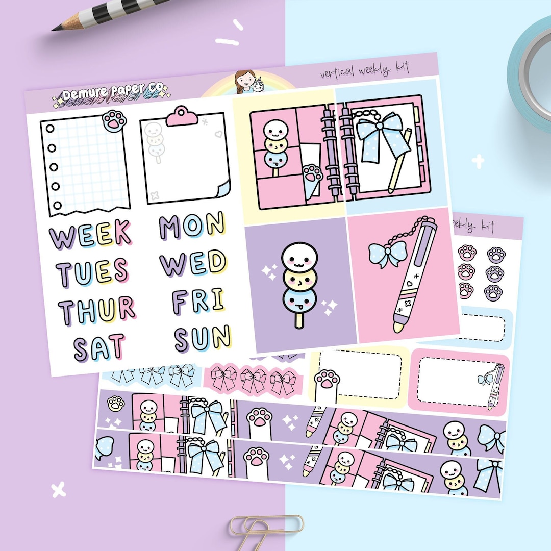 Planner Lover Weekly Vertical Kit Planner Sticker Sheets, 1.5 Inch ...