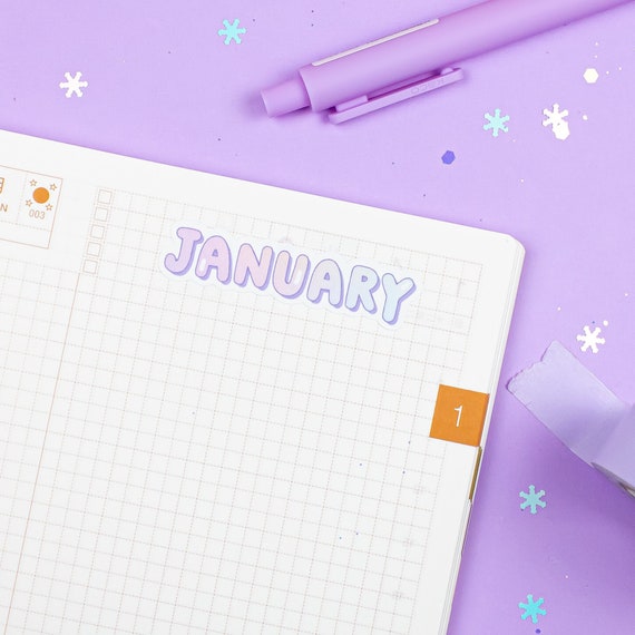 Months of the Year Cute Pastel Bubble Letters Functional Planner Sticker Sheet, Date Covers Script Stickers