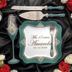 quinceañera, champagne quinceanera set, quinceanera knife , Mis 16 Anos, my sweet 16,  Mis 15 Anos, Bodas 16 Anos, quinceanera glasses,