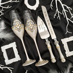 Wedding cake cutting set , cake knife and server wedding, wedding glasses, wedding tableware gift
