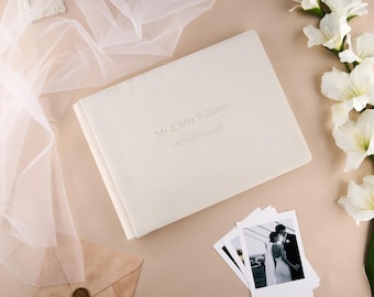 Personalized Wedding Guest Book: Embossed Photo Album, Anniversary Keepsake