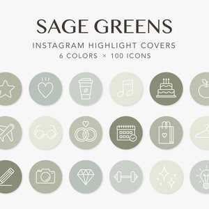 600 Instagram Story Highlight Icons Sage Greens Minimal Icons Simple Social media image 1