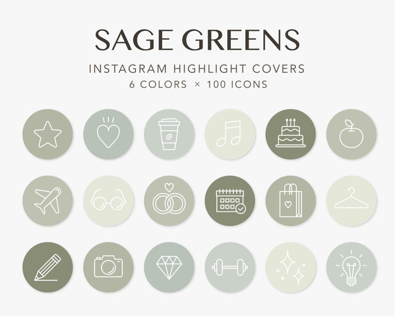 600 Instagram Story Highlight Icons Sage Greens Minimal Icons Simple Social media image 1