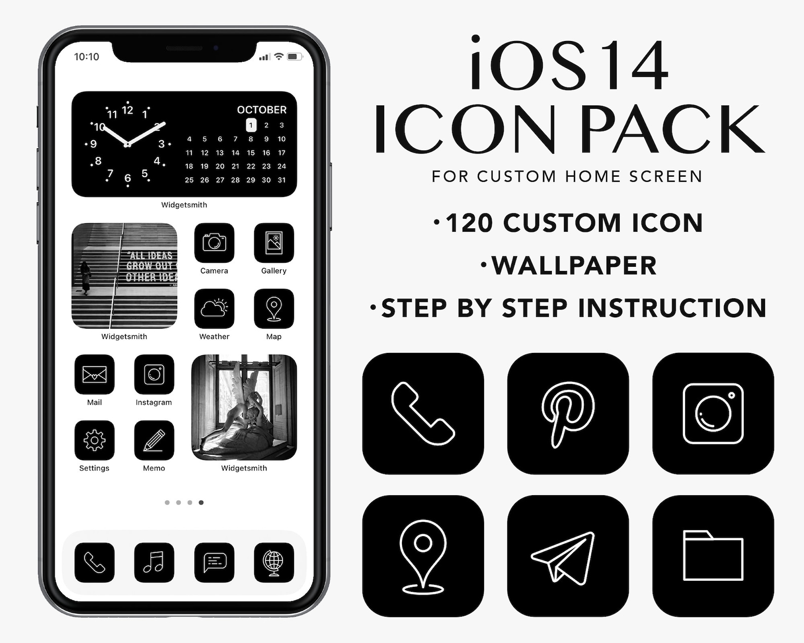 120 iPhone Icons Ios 14 Icons Pack Icons App Icons Simple Theme Black