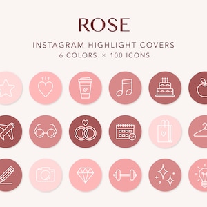 Couvertures Instagram roses : icônes roses minimalistes (600 fichiers PNG)