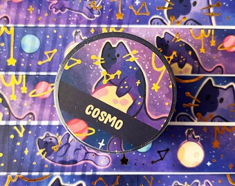 Space cat planets and stars - Gold Foil Washi Tape - 2cmx1000cm