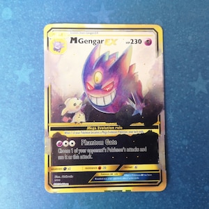 Holo Mega Gengar and mimikyu/ Custom holographic Pokémon card / EX card image 5