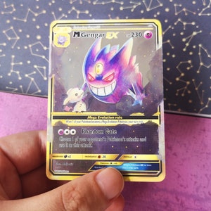 Holo Mega Gengar and mimikyu/ Custom holographic Pokémon card / EX card image 1