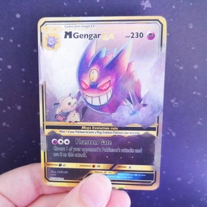 Holo Mega Gengar and mimikyu/ Custom holographic Pokémon card / EX card image 3