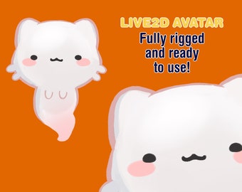 Vtuber - Ghost cat 1.0 - Fully Body/Fully rigged Live2D Avatar