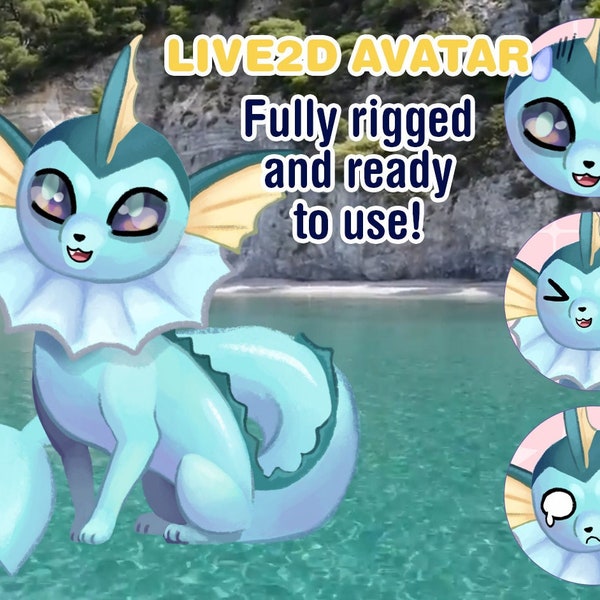 Vtuber - Pokemon Vaporeon Eeveelution - Fully Body/Fully rigged Live2D Avatar