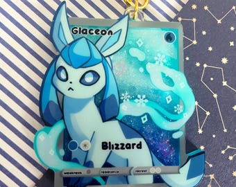 eeveelution liquid glitter charms Glaceon / double sided / 8 cm /