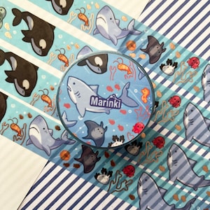 Sea theme sharks, orca, sea bunnie and more - Rose Gold Foil Washi Tape - 2cmx1000cm